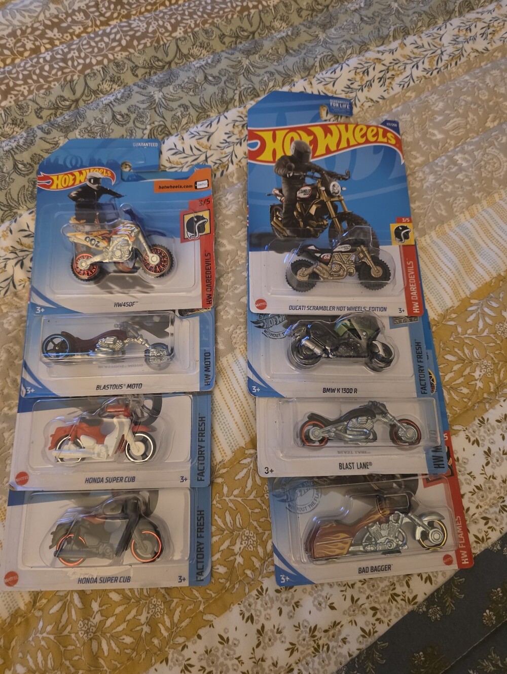 Motorcycle Toy Vehicles - Assorted Blue and Silver Bikes